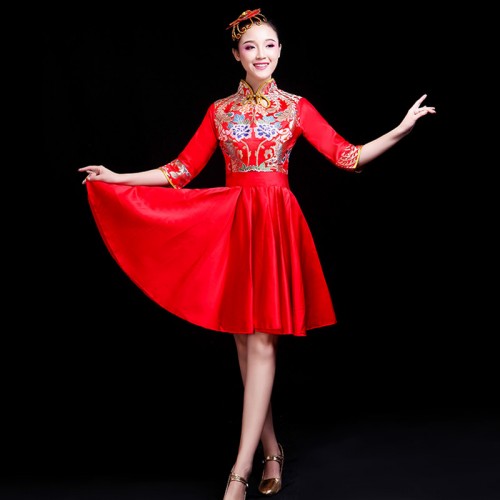 Chinese folk dance costumes allegro guzheng Chinese wind performance water China dragon drumming costumes majestic gongs and drums dance suit for women